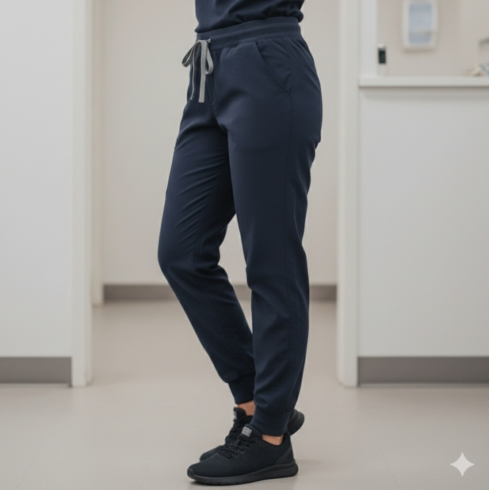 Figs Navy Blue Scrub Pants Zamora Joggers XL Women's Gray Drawstring 5 Pocket